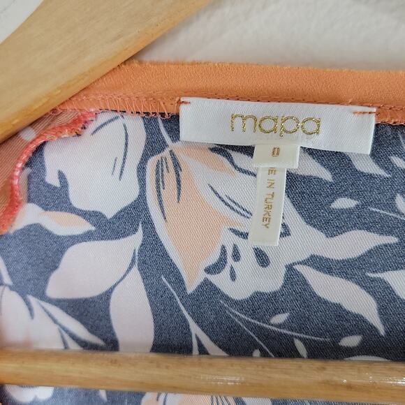 MAPA Istanbul Womens Floral V Neck Blouse size M Orange Long Sleeve - Picture 7 of 7